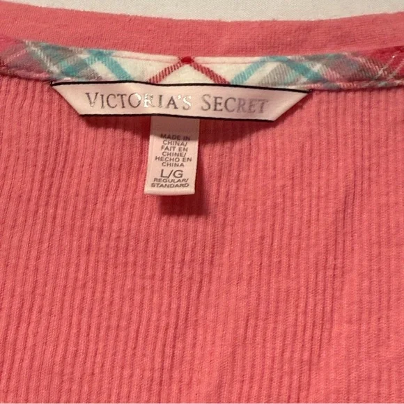 Victoria's Secret Sleep Shirt Size L Pink Termal Long Sleeves Pajama Henley Y2K - Picture 3 of 5